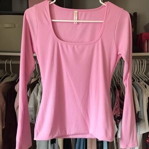 Pink Ribbed Double Lined Long Sleeve